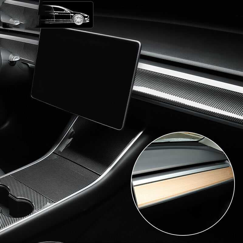 Tesla Model 3 2023 Dashboard Decorative Bright Strip Interior Dry Carbon Fiber-Ahacarbon