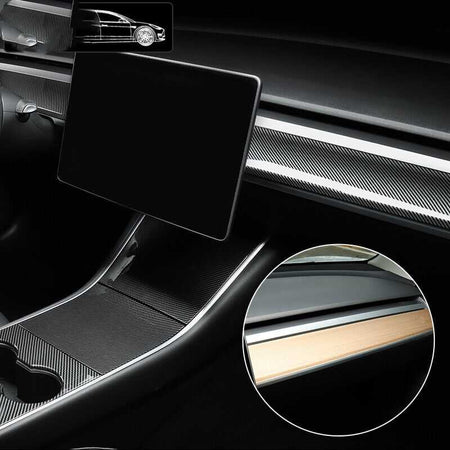 Tesla Model 3 2023 Dashboard Decorative Bright Strip Interior Dry Carbon Fiber-Ahacarbon