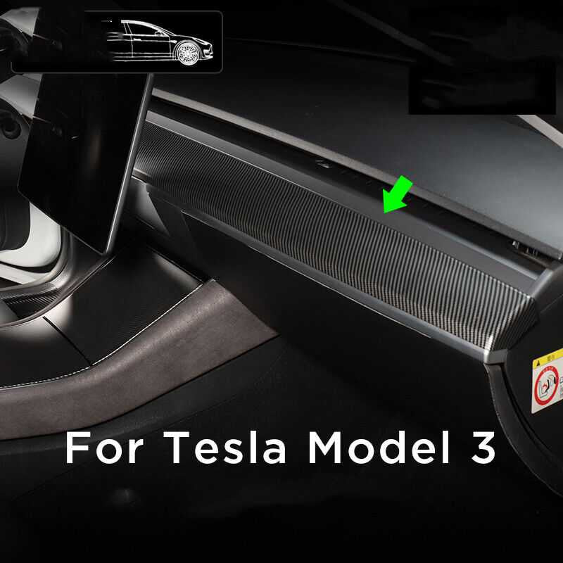 Tesla Model 3 2023 Dashboard Decorative Bright Strip Interior Dry Carbon Fiber-Ahacarbon