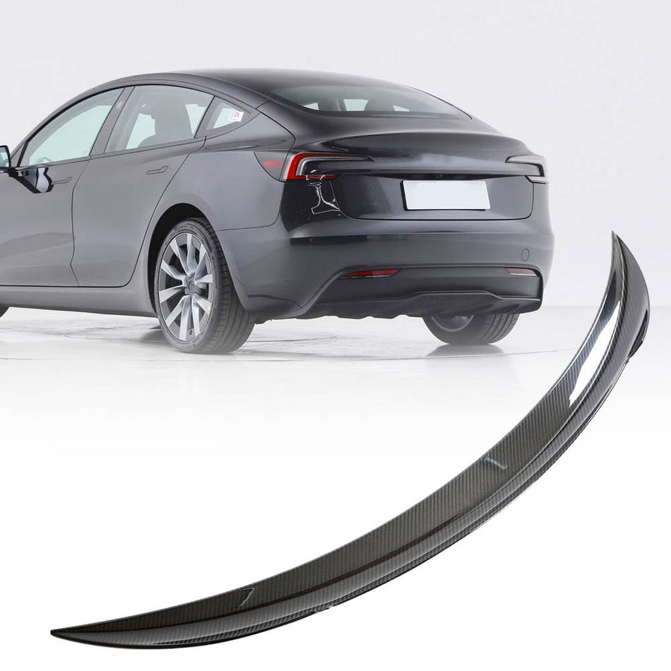 Tesla Model 3 2023 Rear Trunk Spoiler Dry Carbon Fiber-Ahacarbon