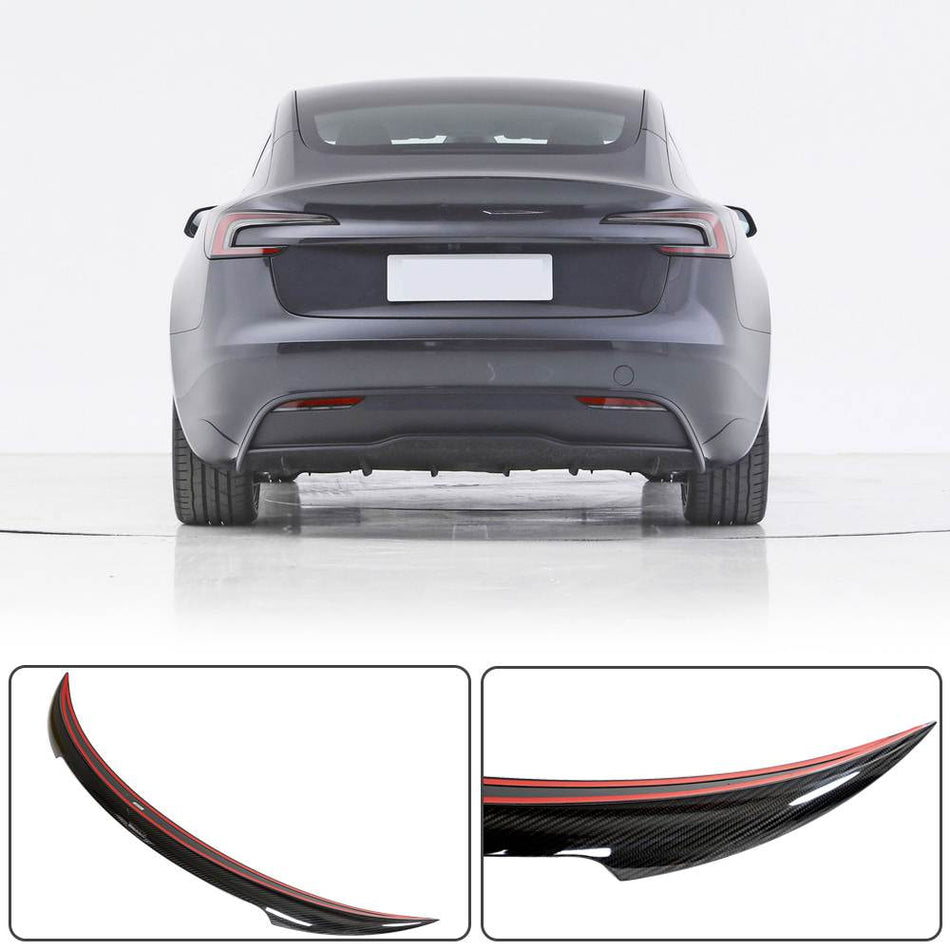 Tesla Model 3 2023 Rear Trunk Spoiler Dry Carbon Fiber-Ahacarbon