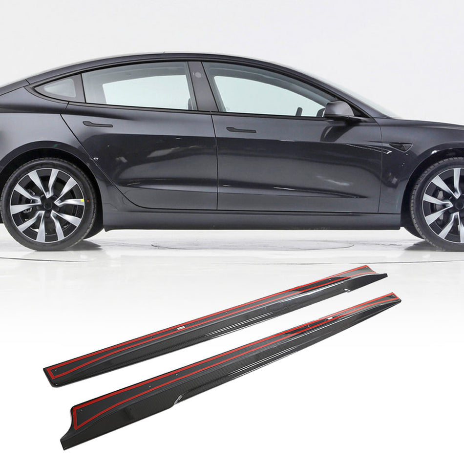 Tesla Model 3 2023 Side Skirts Dry Carbon Fiber-Ahacarbon