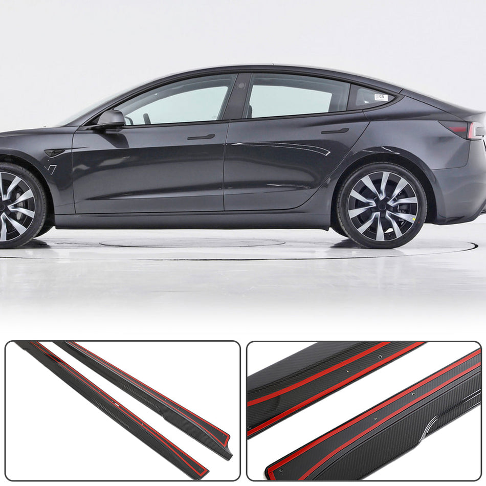 Tesla Model 3 2023 Side Skirts Dry Carbon Fiber-Ahacarbon