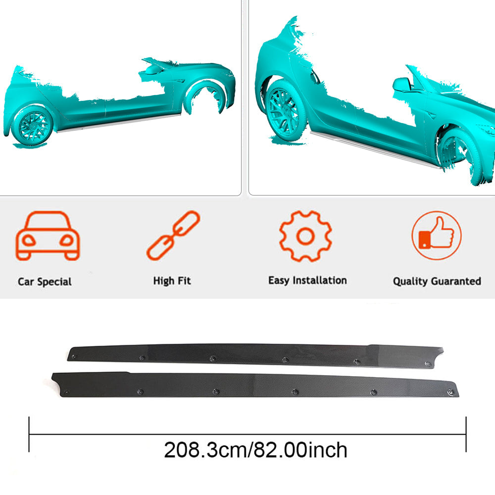 Tesla Model 3 2023 Side Skirts Dry Carbon Fiber-Ahacarbon