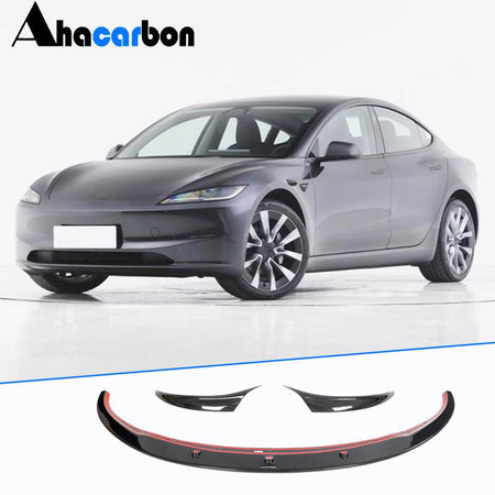 For Tesla Model 3 2023 Prepreg Dry Carbon Fiber Front Bumper Lip Spoiler-Ahacarbon