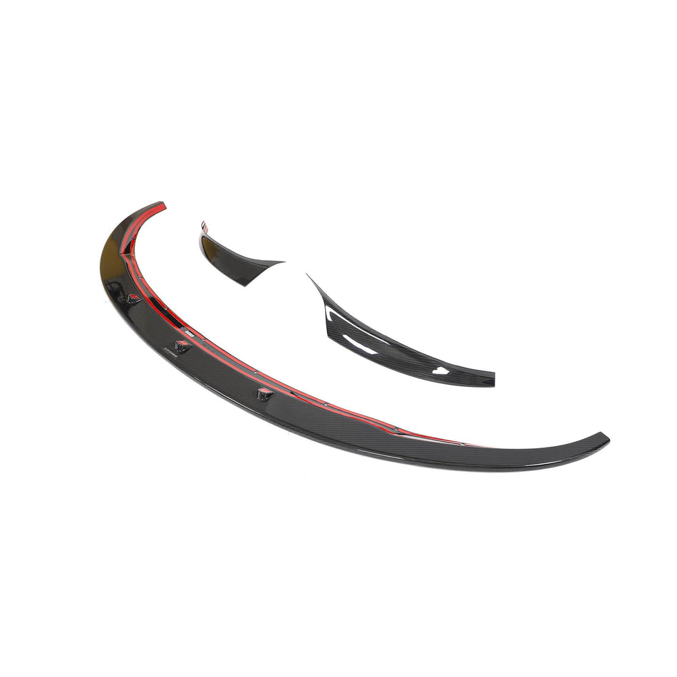 For Tesla Model 3 2023 Prepreg Dry Carbon Fiber Front Bumper Lip Spoiler-Ahacarbon