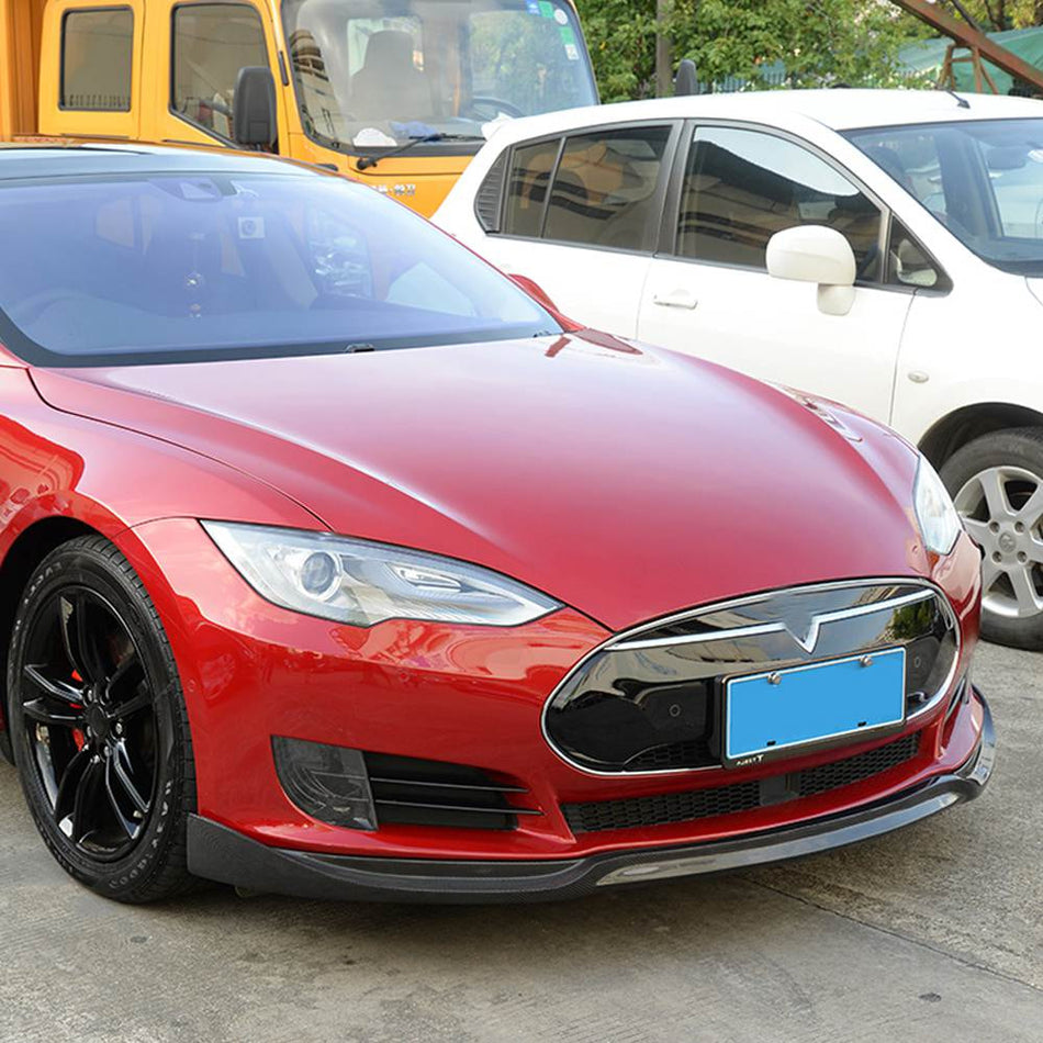 Tesla Model S 60 60D 85 85D P85D Sedan 2012-2015 Front Bumper Lip Carbon Fiber-Ahacarbon
