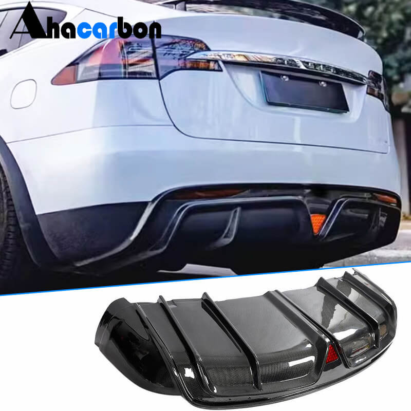 Tesla Model X Plaid 2022-2024 2022-2024 Rear Bumper Diffuser Carbon Fiber-Ahacarbon