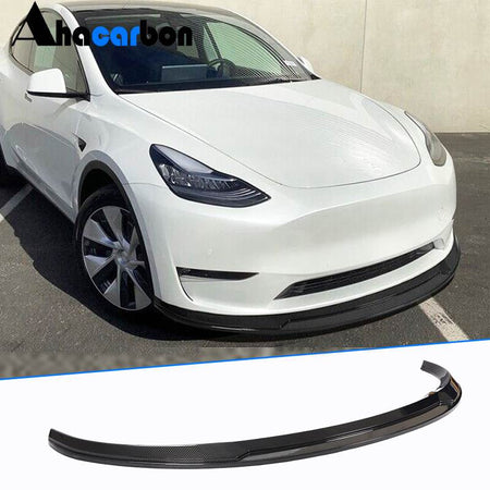 Tesla Model Y Sport Utility 2019-2024 Front Bumper Lip Carbon Fiber-Ahacarbon