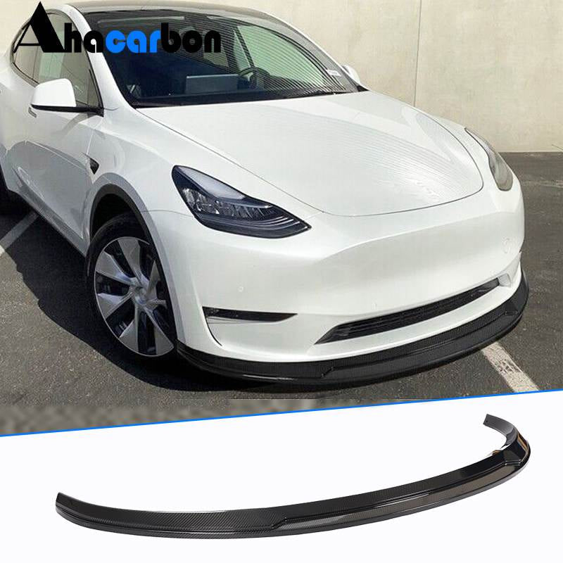 Tesla Model Y Sport Utility 2019-2024 Front Bumper Lip Carbon Fiber-Ahacarbon