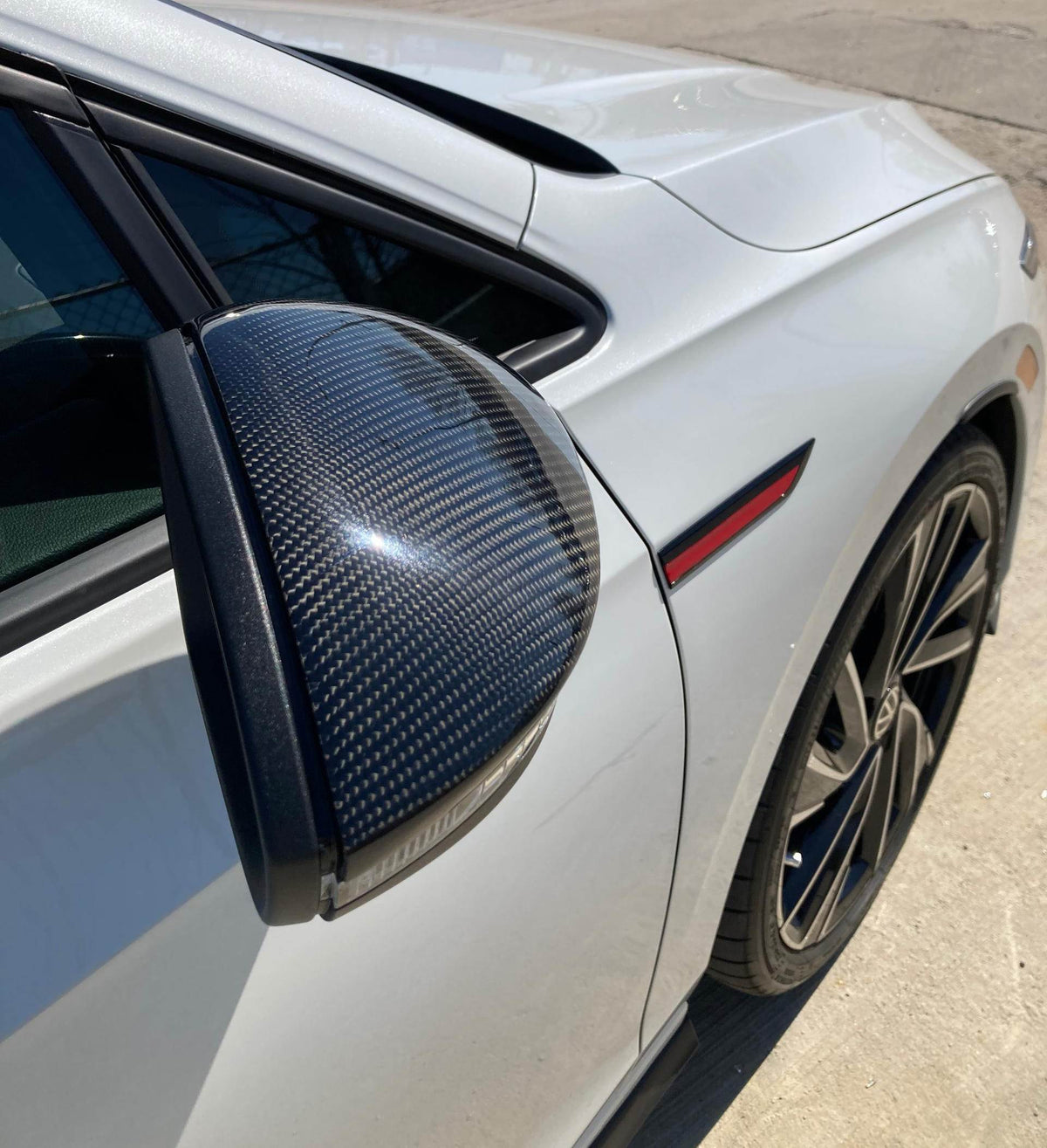 Volkswagen VW Golf 8 MK8 GTI R Rline 2021+ Mirror Covers Carbon Fiber (W/Lane Assist)-Ahacarbon