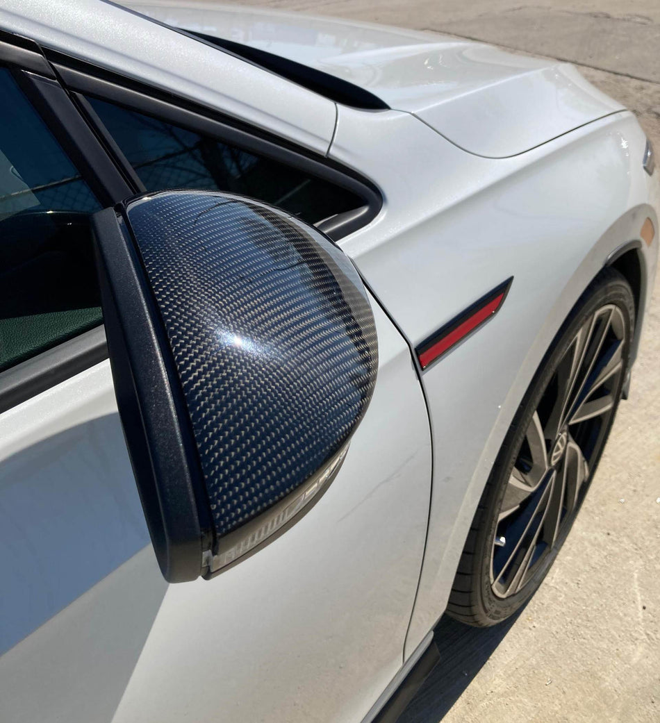 Volkswagen VW Golf 8 MK8 GTI R Rline 2021+ Mirror Covers Carbon Fiber (W/Lane Assist)-Ahacarbon