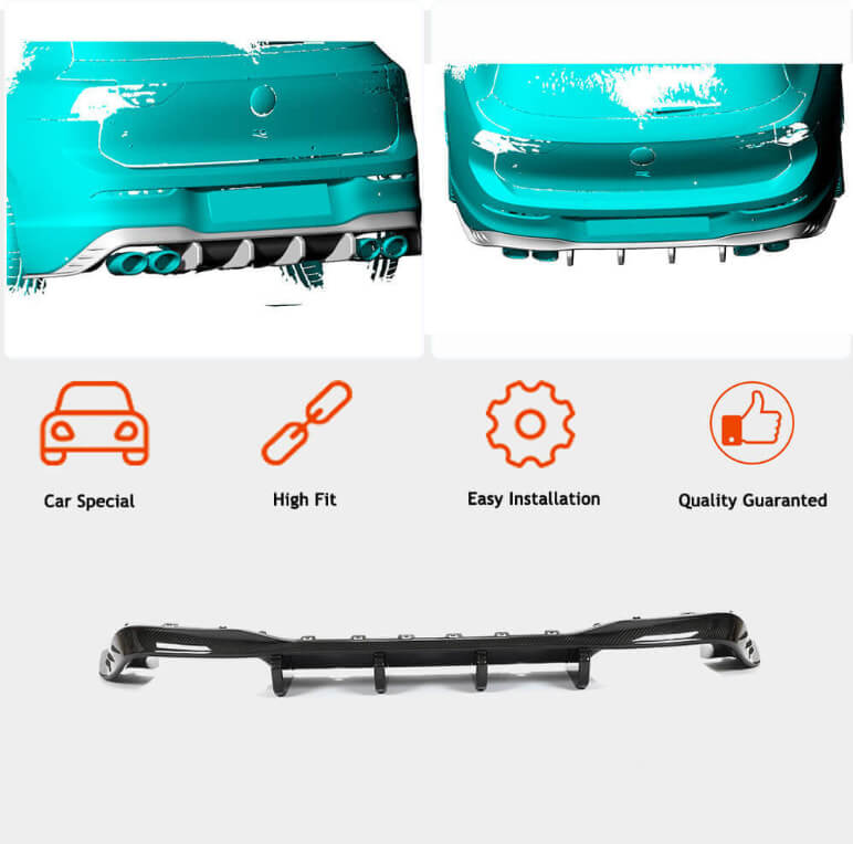 Volkswagen VW Golf 8 MK8 R 2021+ Front Bumper Lip Side Skirts Rear Diffuser Rear Trunk Spoiler Carbon Fiber-Ahacarbon