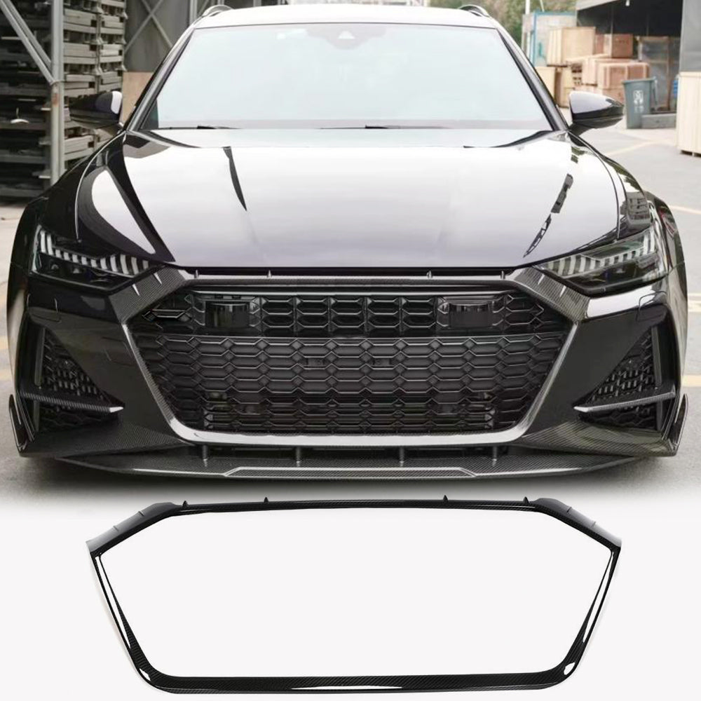 Audi RS6 C8 Avant 2019-2022 Front Grille Dry Carbon Fiber-Ahacarbon