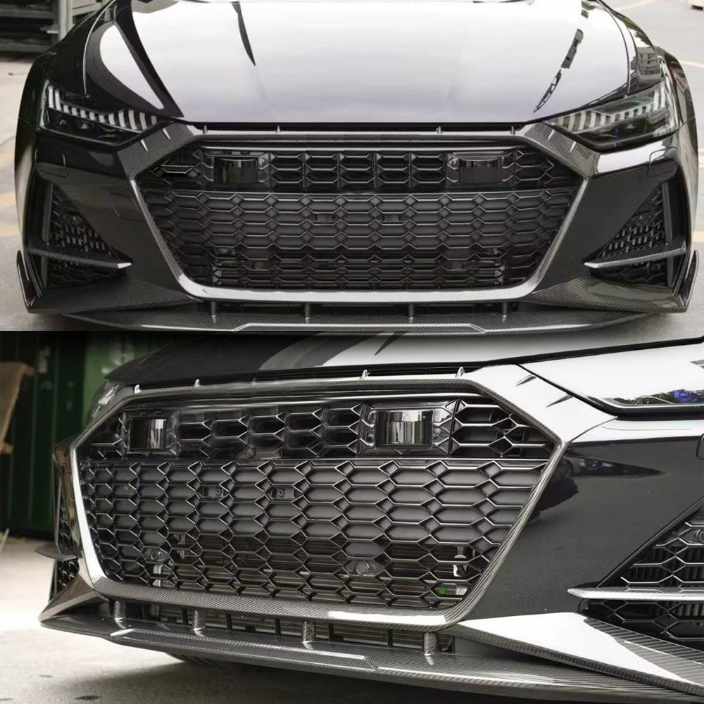 Audi RS6 C8 Avant 2019-2022 Front Grille Dry Carbon Fiber-Ahacarbon