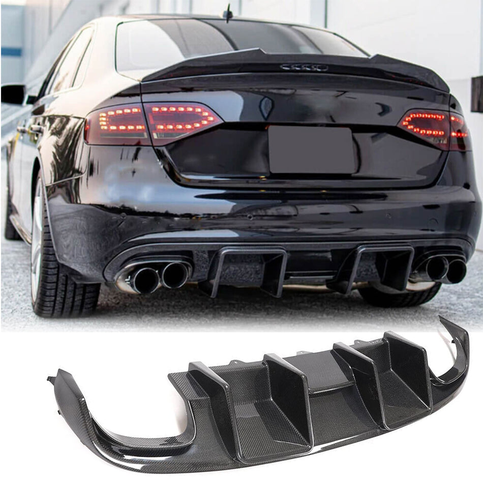 Audi S4 B8 Sedan Pre-facelift 2009-2012 Rear Bumper Diffuser Carbon Fiber-Ahacarbon