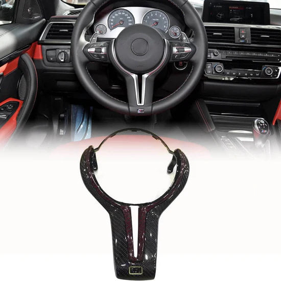 BMW 3 Series F80 M3 Sedan 4 Series F82 M4 Coupe & F83 M4 Convertible 15-19 Steering Wheel Covers Carbon Fiber-Ahacarbon