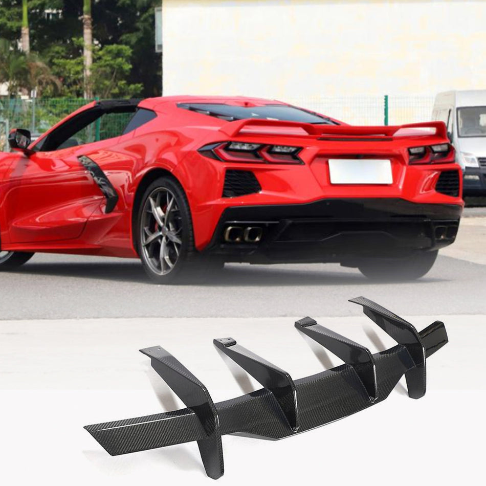 Chevrolet Corvette C8 Stingray 2020-2023 Rear Bumper Diffuser Lip Carbon Fiber/FRP-Ahacarbon