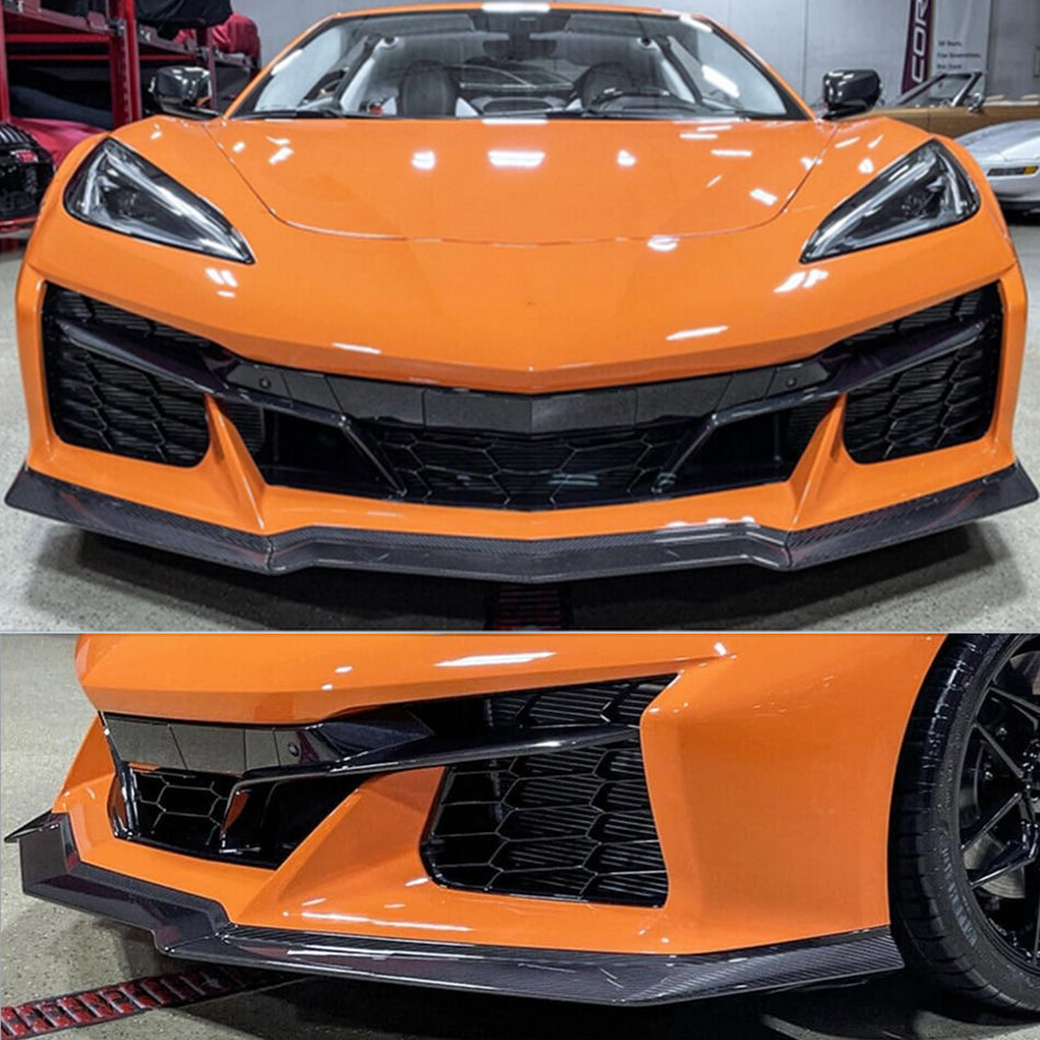 Chevrolet Corvette C8 Z06 Convertible Coupe 2-Door 20-24 Front Bumper Lip Carbon Fiber/FRP-Ahacarbon