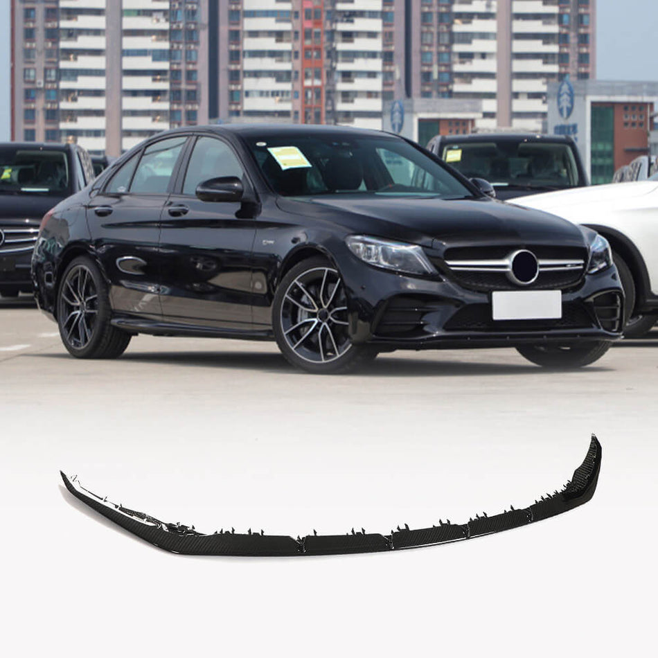 Mercedes Benz W205 C205 A205 C43 AMG Facelift 2019-2021 Front Bumper Lip Dry Carbon Fiber-Ahacarbon
