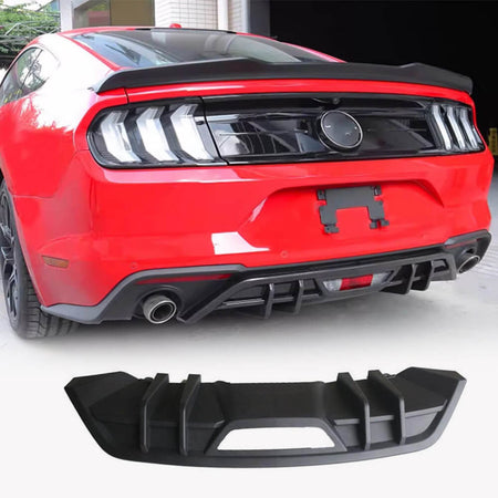 Ford Mustang 2018-2023 Rear Bumper Lip Glossy Black ABS-Ahacarbon