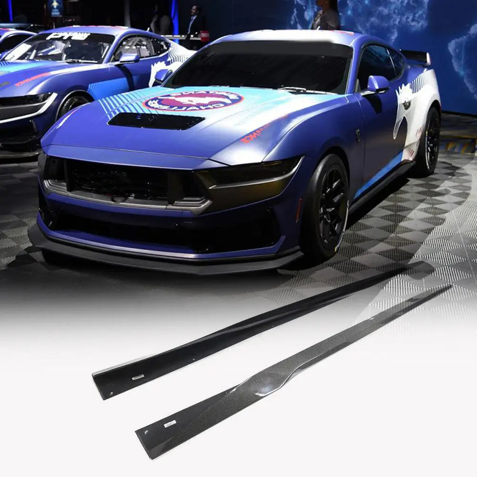 Ford Mustang GT Dark Horse Coupe 2-Door 2024+ Side Skirts Carbon Fiber-Ahacarbon
