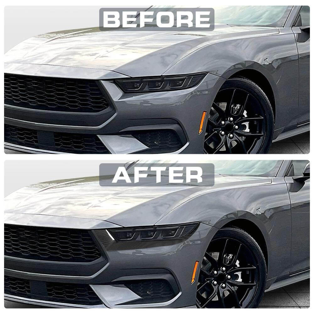 Ford Mustang S650 2024 Headlight Eyelids Lamp Eyebrows Dry Carbon Fiber-Ahacarbon