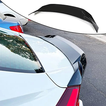 Honda Civic 10th Sedan 2016-2021 Rear Trunk Spoiler Glossy Black ABS-Ahacarbon