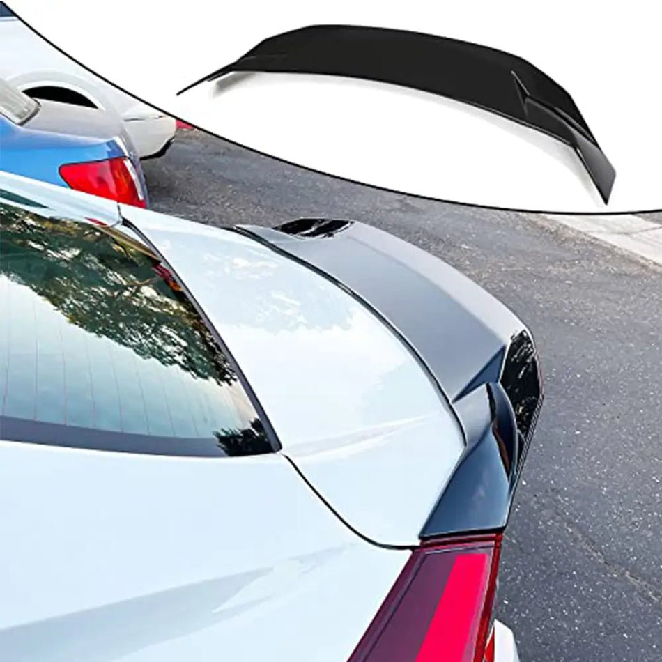 Honda Civic 10th Sedan 2016-2021 Rear Trunk Spoiler Glossy Black ABS-Ahacarbon