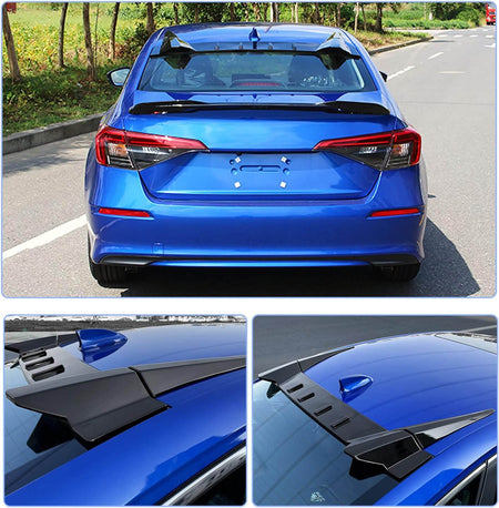 Honda Civic 11th Gen Sedan 2022 2023 2024 Rear Window Roof Spoiler Glossy Black ABS-Ahacarbon