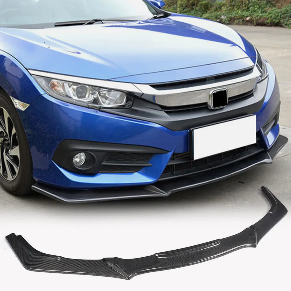 Honda Civic Coupe 2016-2018 Front Bumper Lip Carbon Fiber-Ahacarbon
