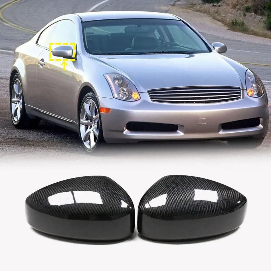 Infiniti G35 2004-2006 Mirror Covers Add-on Dry Carbon Fiber-Ahacarbon