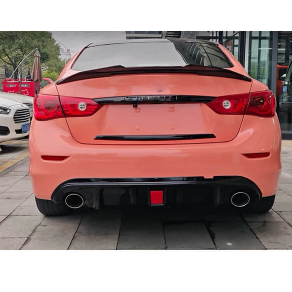 Infiniti Q50 2014-2017 Rear Bumper Diffuser With LED Brake Light Glossy Black ABS-Ahacarbon