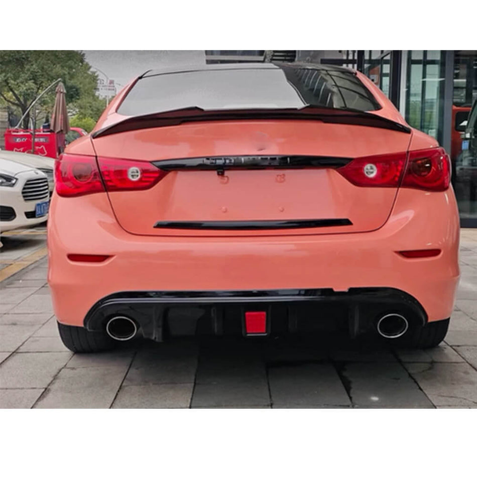 Infiniti Q50 2014-2017 Rear Bumper Diffuser With LED Brake Light Glossy Black ABS-Ahacarbon