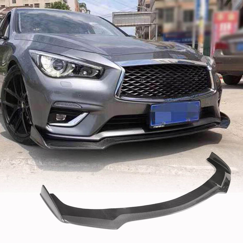 Infiniti Q50 Base 2018-2022 Front Bumper Lip Carbon Fiber-Ahacarbon