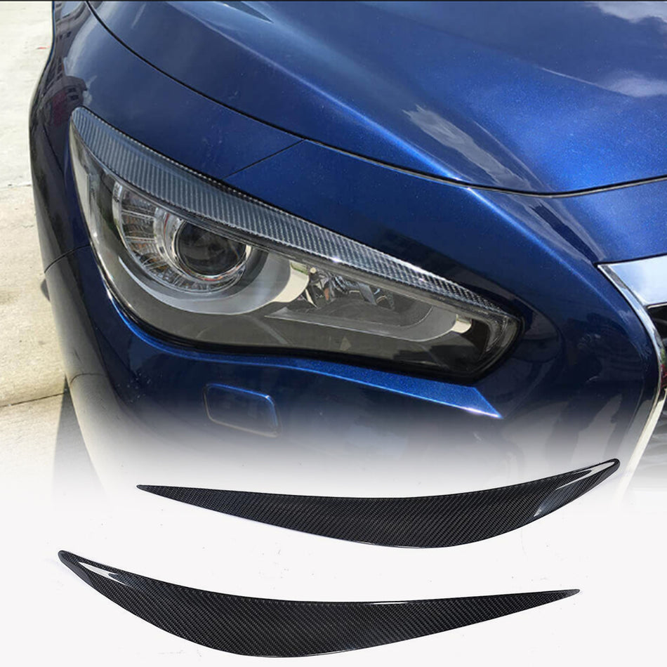 Infiniti Q50 2014-2017 Headlight Eyebrows Lamp Eyelids Carbon Fiber-Ahacarbon