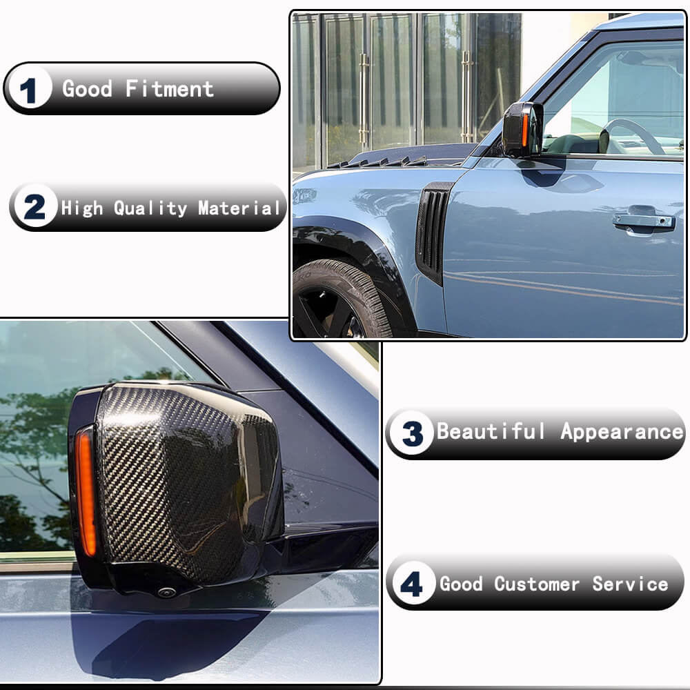 Land Rover Defender 2020-2023 Mirror Covers Add-on Dry Carbon Fiber-Ahacarbon