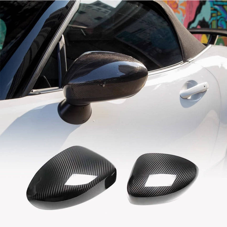 Mazda MX5 Miata ND 2016-2024 Add-on Mirror Covers Dry Carbon Fiber-Ahacarbon