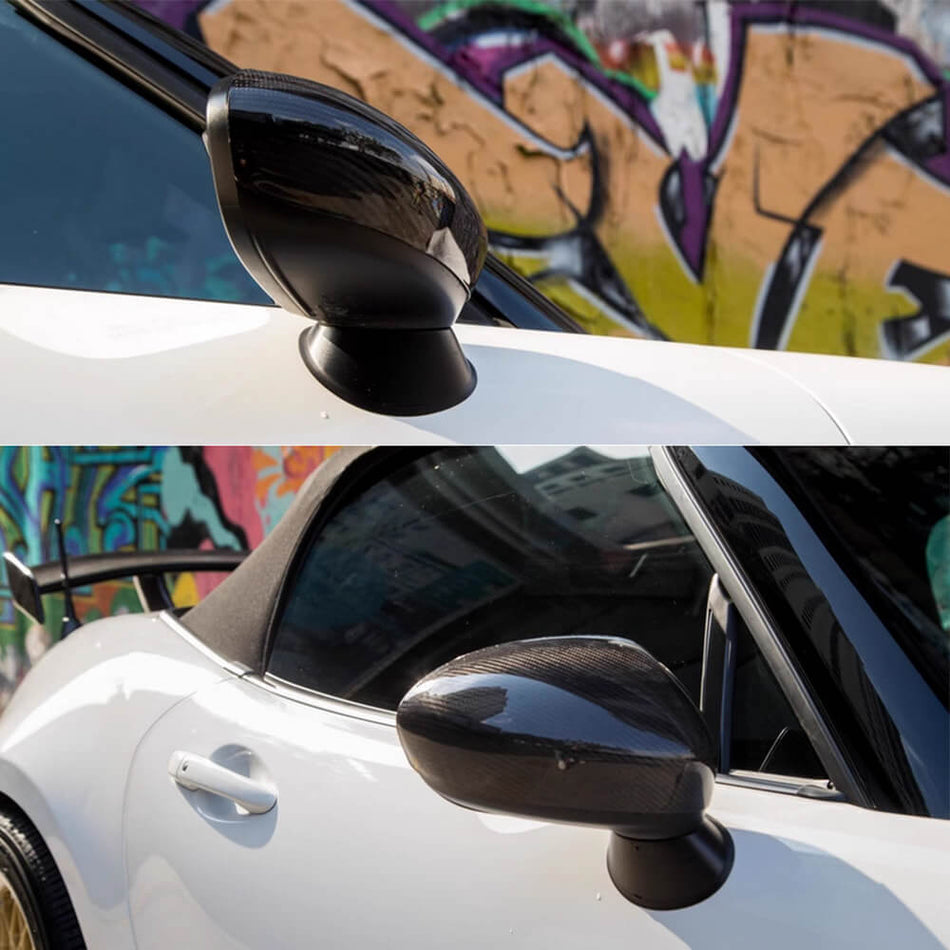 Mazda MX5 Miata ND 2016-2024 Add-on Mirror Covers Dry Carbon Fiber-Ahacarbon