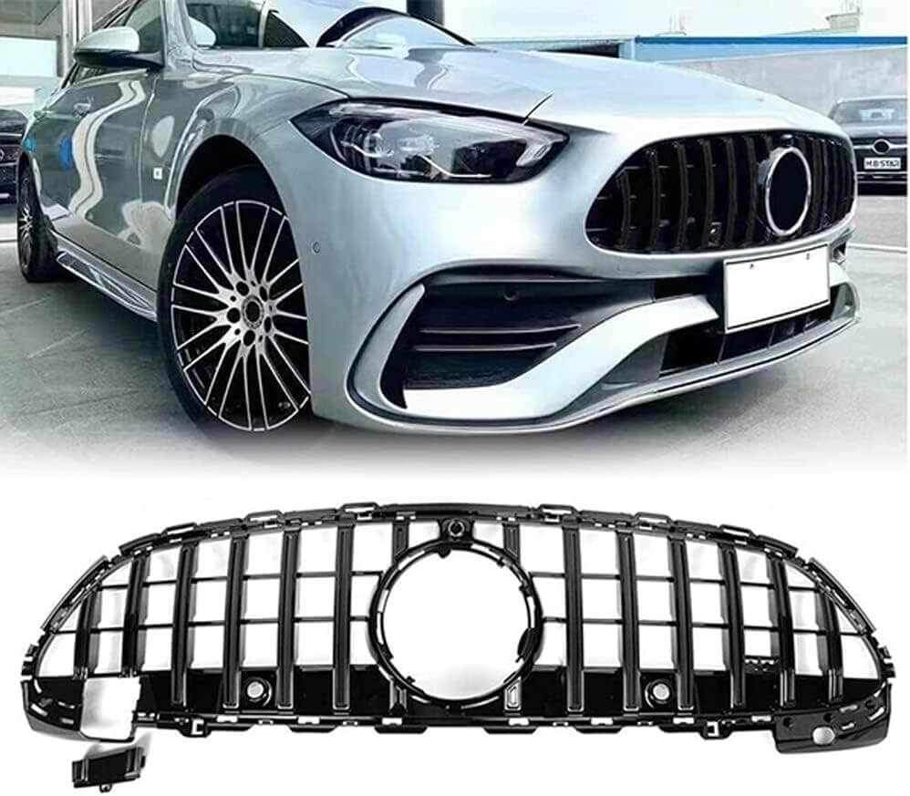 For Mercedes-Benz C-Class w206 C200 C300 2022-2023 Glossy Black Front Grille Frame Bumper Grill Outline Trim Decoration Emblem-Ahacarbon
