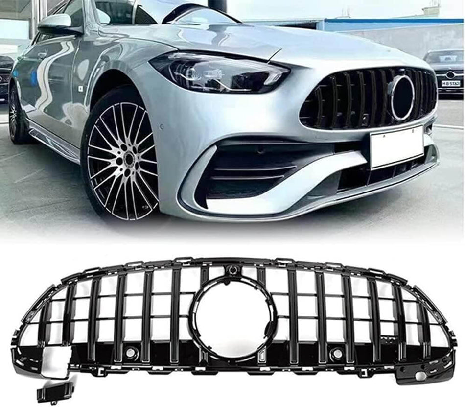 For Mercedes-Benz C-Class w206 C200 C300 2022-2023 Glossy Black Front Grille Frame Bumper Grill Outline Trim Decoration Emblem-Ahacarbon