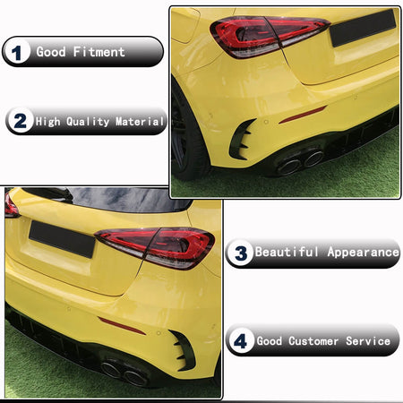 Mercedes Benz A Class W177 A45 AMG S 4-Door 2021-2023 Rear Bumper Splitters Carbon Fiber-Ahacarbon
