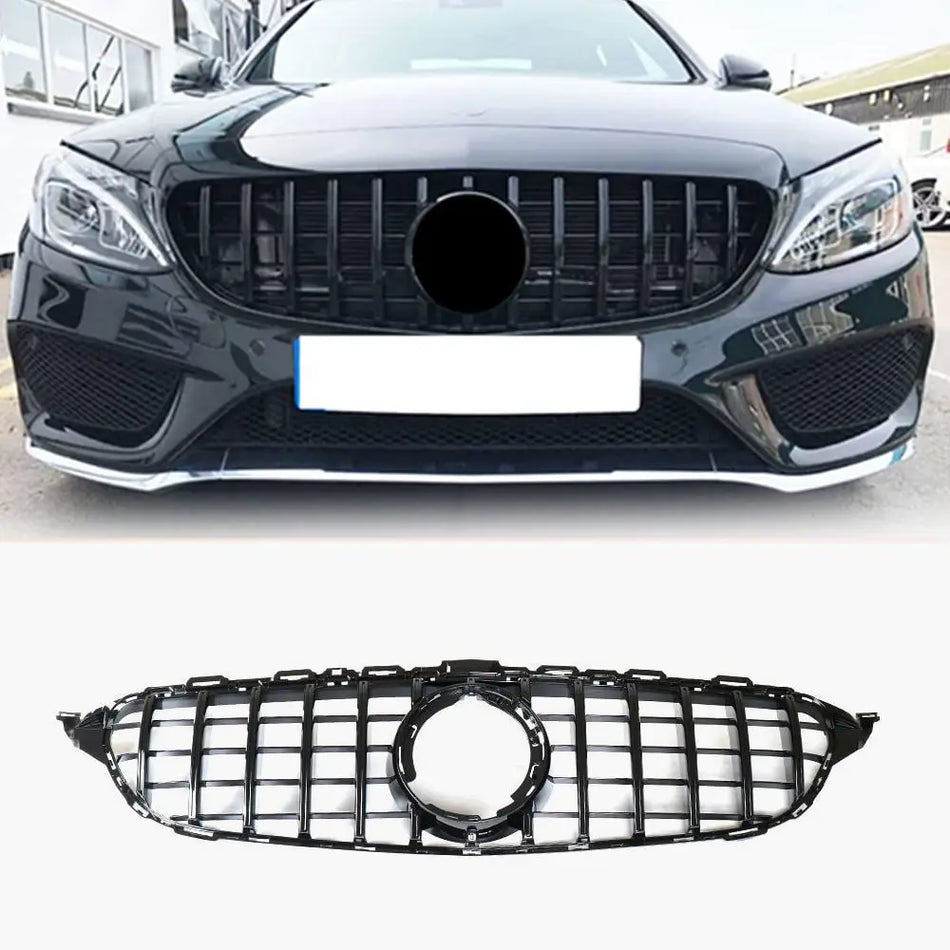 Mercedes Benz C-Class W205 C205 Sport 2Door 4Door 2019-2020 Front Grille Glossy Black ABS-Ahacarbon