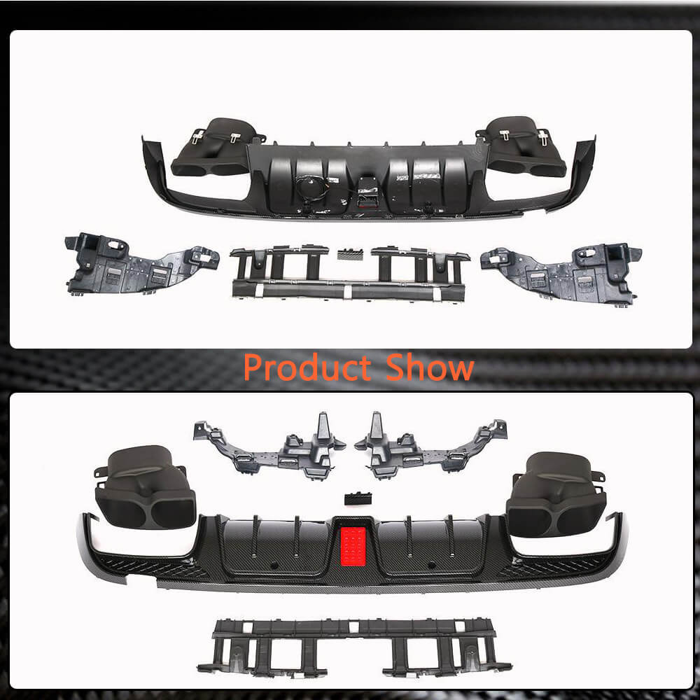 Mercedes Benz C Class W205 C200 C250 C300 C350 C400 Sport C43 AMG Sedan 2014-2019 Carbon look Rear Bumper Diffuser with Exhaust Tips PP-Ahacarbon
