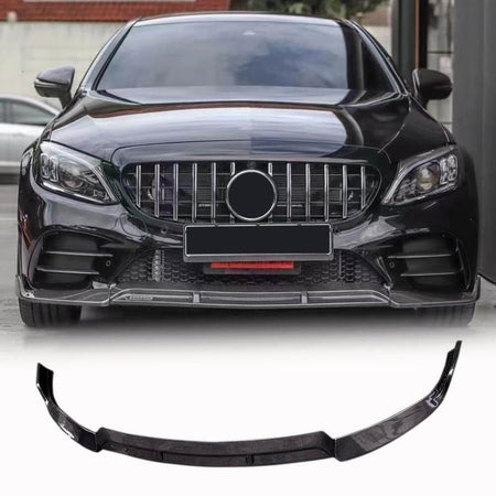 Mercedes Benz C Class W205 C200 C300 Sport Sedan 4-Door 2019-2021 Front Bumper Lip Carbon Fiber-Ahacarbon
