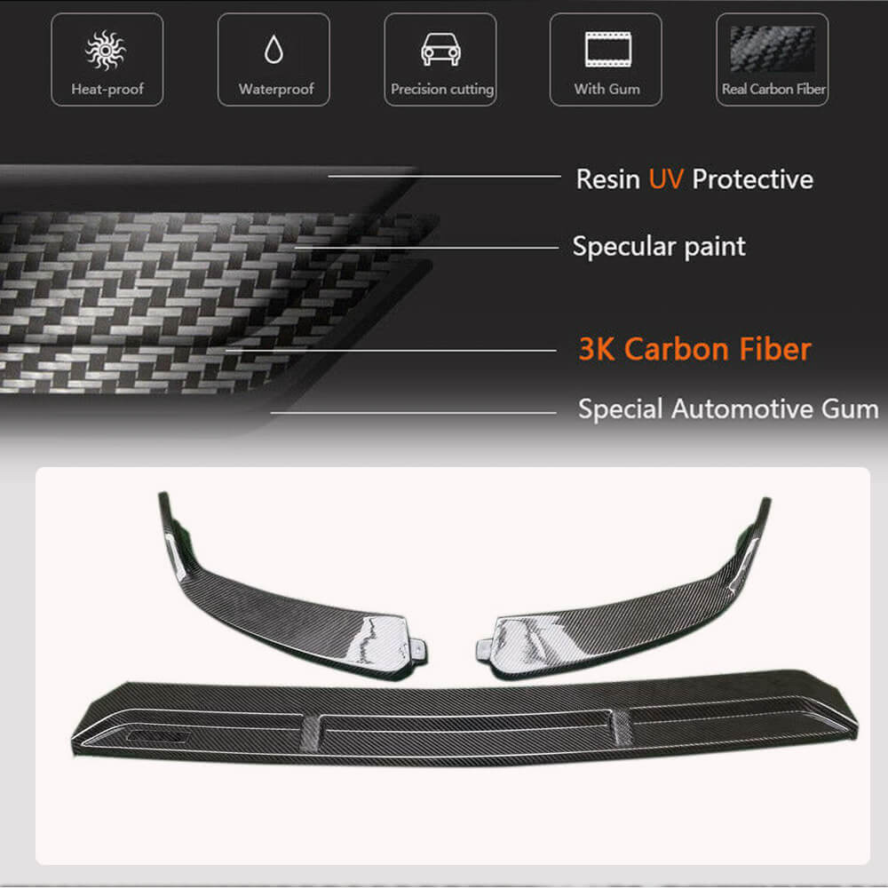 Mercedes Benz C Class W205 C200 C300 Sport Sedan 4-Door 2019-2021 Front Bumper Lip Carbon Fiber-Ahacarbon