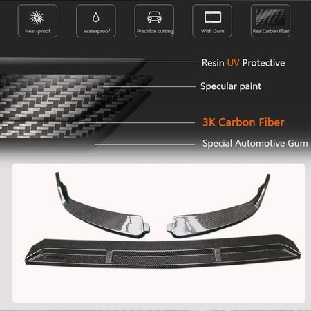 Mercedes Benz C Class W205 C200 C300 Sport Sedan 4-Door 2019-2021 Front Bumper Lip Carbon Fiber-Ahacarbon