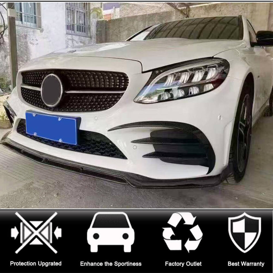 Mercedes Benz C Class W205 Sport Sedan 4-Door 2019-2021 Front Bumper Vents Carbon Fiber-Ahacarbon