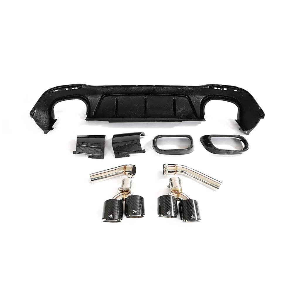 Mercedes Benz GLE Class W167 C167 GLE63 AMG 2021-2023 Rear Bumper Diffuser Carbon Fiber(With Exhaust Tips Tailpipe)-Ahacarbon