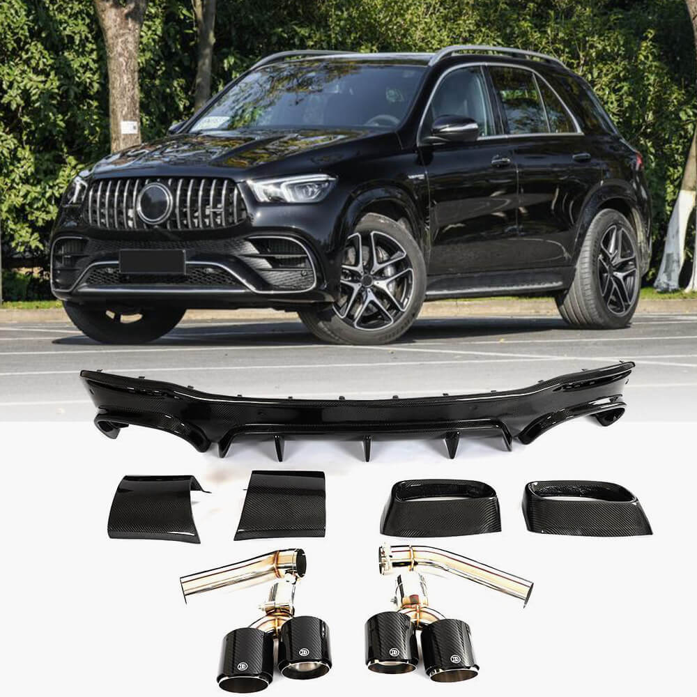 Mercedes Benz GLE Class W167 C167 GLE63 AMG 2021-2023 Rear Bumper Diffuser Carbon Fiber(With Exhaust Tips Tailpipe)-Ahacarbon